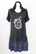 axes femme / フード付チュニックワンピース M ブラック×ネイビー T-25-09-05-018-AX-OP-SA-ZI