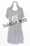 axes femme / フード付チュニックワンピース M ブラック×ネイビー T-25-09-05-018-AX-OP-SA-ZI