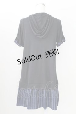 画像2: axes femme / フード付チュニックワンピース M ブラック×ネイビー T-25-09-05-018-AX-OP-SA-ZI