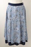 axes femme POETIQUE / プリュムプリントスカート  ブルー T-25-09-05-024-AX-SK-SA-ZI