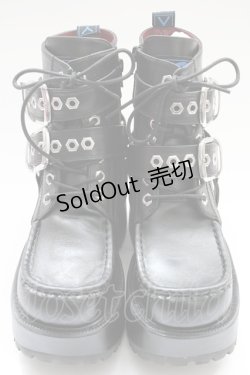画像1: YOSUKE / ダブルベルトブーツ 24.5CM 黒 T-25-09-05-032-PU-SH-SA-ZI
