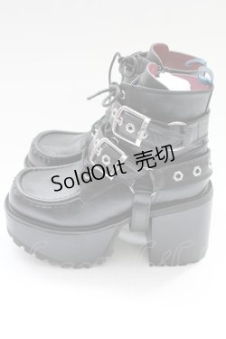 画像2: YOSUKE / ダブルベルトブーツ 24.5CM 黒 T-25-09-05-032-PU-SH-SA-ZI