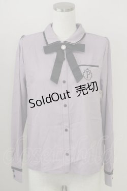 画像1: axes femme POETIQUE / リボン付エンブレム刺繍BL M ラベンダー T-25-09-05-005-AX-BL-SA-ZI