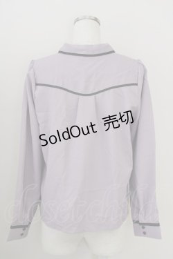 画像2: axes femme POETIQUE / リボン付エンブレム刺繍BL M ラベンダー T-25-09-05-005-AX-BL-SA-ZI