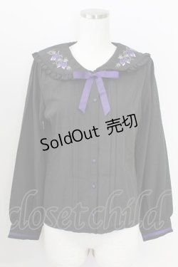 画像1: axes femme POETIQUE / ヴァンダンジュ刺繍ブラウス M ブラック T-25-09-05-011-AX-BL-SA-ZI