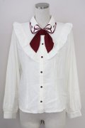 axes femme POETIQUE / カラーリボン刺繍ブラウス M キナリ T-25-09-05-002-AX-BL-SA-ZI