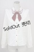 axes femme POETIQUE / カラーリボン刺繍ブラウス M キナリ T-25-09-05-002-AX-BL-SA-ZI