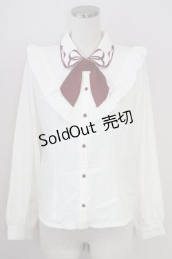 画像1: axes femme POETIQUE / カラーリボン刺繍ブラウス M キナリ T-25-09-05-002-AX-BL-SA-ZI