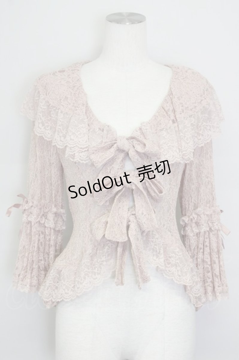 画像1: metamorphose / 総レースラッパ袖ブラウス  ピンク T-25-09-10-003-ME-BL-SA-ZI (1)