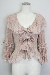 metamorphose / 総レースラッパ袖ブラウス  ピンク T-25-09-10-003-ME-BL-SA-ZI