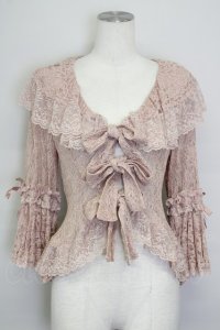 metamorphose / 総レースラッパ袖ブラウス  ピンク T-25-09-10-003-ME-BL-SA-ZI