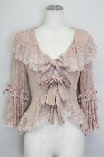 画像1: metamorphose / 総レースラッパ袖ブラウス  ピンク T-25-09-10-003-ME-BL-SA-ZI (1)