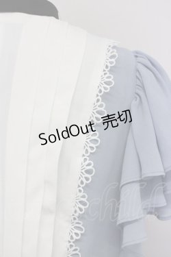 画像3: Unitleer / リボンタイ付き半袖ワンピース XL サックスX白 T-25-09-10-019-LO-OP-SA-ZI