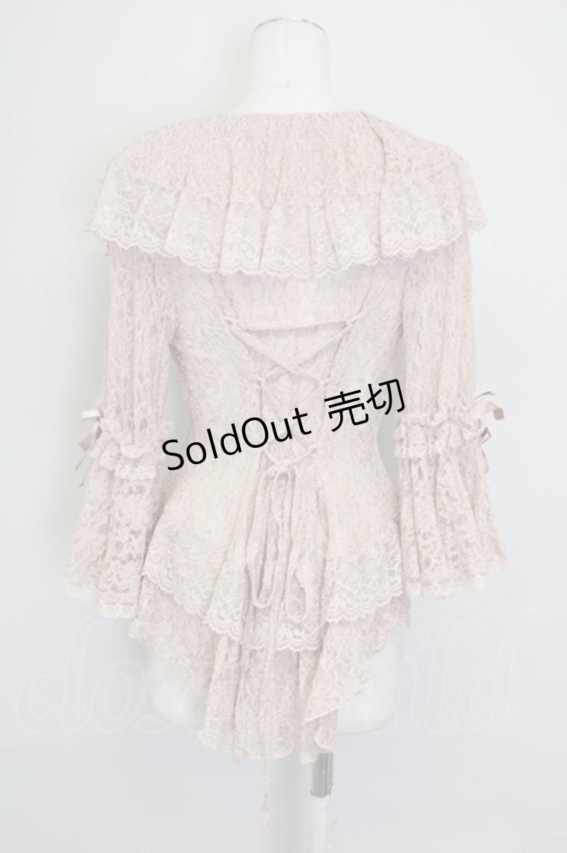 画像2: metamorphose / 総レースラッパ袖ブラウス  ピンク T-25-09-10-003-ME-BL-SA-ZI (2)