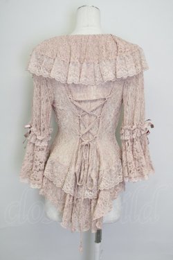 画像2: metamorphose / 総レースラッパ袖ブラウス  ピンク T-25-09-10-003-ME-BL-SA-ZT
