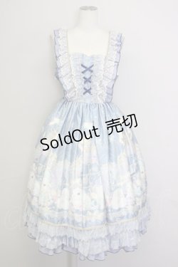 画像1: Little Jolly / うさぎさんプリントジャンパースカート XL サックス T-25-09-10-021-LO-OP-SA-ZT