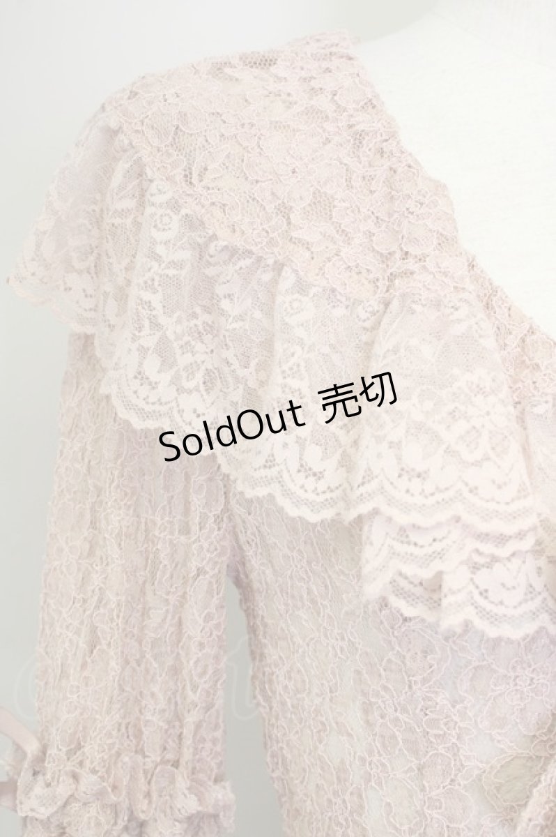画像3: metamorphose / 総レースラッパ袖ブラウス  ピンク T-25-09-10-003-ME-BL-SA-ZI (3)