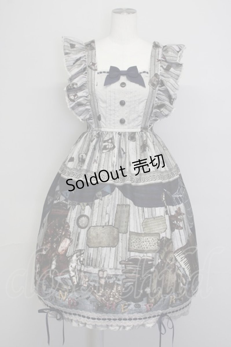 画像1: ALICE and the PIRATES / Quiet toys room〜あの子と遊んだあの日々を〜柄ジャンパースカートI  グレー×紺 T-25-09-10-022-PA-OP-SA-ZI (1)