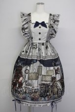 画像1: ALICE and the PIRATES / Quiet toys room〜あの子と遊んだあの日々を〜柄ジャンパースカートI  グレー×紺 T-25-09-10-022-PA-OP-SA-ZI (1)