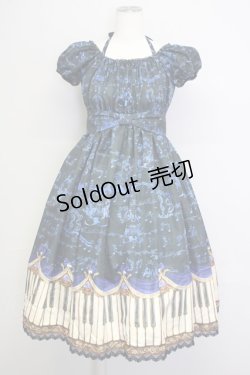 画像1: Enchantlic Enchantilly / アンティークエレガントピアノワンピース  黒青 T-25-09-10-028-LO-OP-SA-ZI