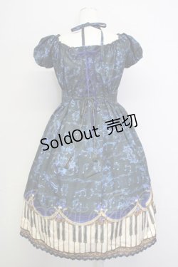 画像2: Enchantlic Enchantilly / アンティークエレガントピアノワンピース  黒青 T-25-09-10-028-LO-OP-SA-ZI