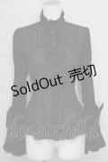 metamorphose / 立ち襟シフォンラッパ袖ブラウス  黒 T-25-09-10-008-ME-BL-SA-ZT