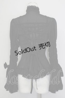 画像2: metamorphose / 立ち襟シフォンラッパ袖ブラウス  黒 T-25-09-10-008-ME-BL-SA-ZI