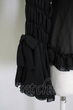 画像4: metamorphose / 立ち襟シフォンラッパ袖ブラウス  黒 T-25-09-10-008-ME-BL-SA-ZT