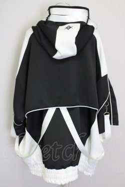 画像2: REFLEM / サイバー切り替えボリュームネック半袖ジャージパーカー  黒Ｘ白 T-25-09-10-009-PU-TO-SA-ZT