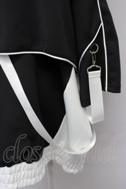 画像3: REFLEM / サイバー切り替えボリュームネック半袖ジャージパーカー  黒Ｘ白 T-25-09-10-009-PU-TO-SA-ZT