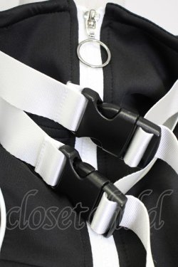 画像4: REFLEM / サイバー切り替えボリュームネック半袖ジャージパーカー  黒Ｘ白 T-25-09-10-009-PU-TO-SA-ZT