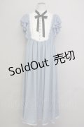 Unitleer / リボンタイ付き半袖ワンピース XL サックスＸ白 T-25-09-10-019-LO-OP-SA-ZI