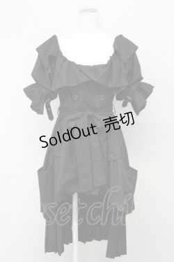 画像1: alice auaa / パフスリーブトレンチワンピース 3 ブラック T-25-09-12-017-AA-OP-SA-ZI