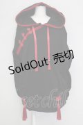 IRO+IRO / カジュアルＸチャイナユニセックス好パーカー  黒Ｘ赤 T-25-09-12-005-LO-TO-SA-ZI