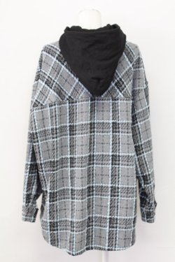画像2: TRAVAS TOKYO / フード付きチェックシャツ  グレーチェック T-25-09-12-012-PU-BL-SA-ZT