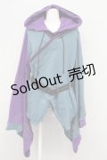 Favorite / 女花魁帯とベルトがセットになったプルオーバー和袖パーカー  青ｘ紫 T-25-09-12-014-LO-TO-SA-ZI