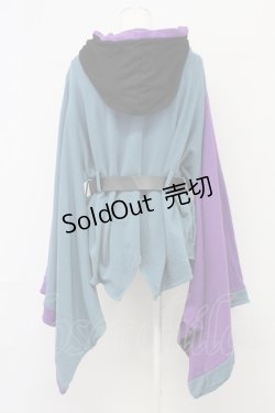 画像2: Favorite / 女花魁帯とベルトがセットになったプルオーバー和袖パーカー  青x紫 T-25-09-12-014-LO-TO-SA-ZI