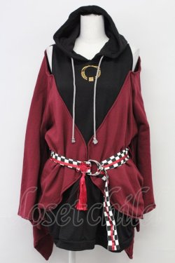 画像1: IRO+IRO / 〜呑めや唄えや〜宵酔い和袖パーカー  黒Ｘ赤 T-25-09-12-015-LO-TO-SA-ZT