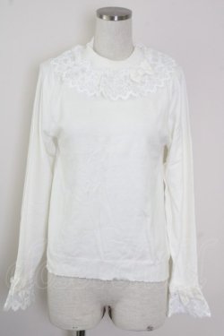 画像1: axes femme kawaii / レーシーフリルニットプル M 白 T-25-09-14-001-AX-TO-SA-ZT
