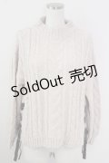 axes femme / 裾編み上げベロアモールニット M 生成り T-25-09-14-003-AX-TO-SA-ZT