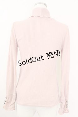 画像2: axes femme / はしごレースリブタートルニットソー  ピンク T-25-09-14-005-AX-TO-SA-ZI