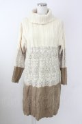 axes femme / グラデーションニットワンピース  アイボリーＸブラウン T-25-09-14-007-AX-OP-SA-ZT