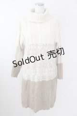 axes femme / グラデーションニットワンピース  アイボリーＸブラウン T-25-09-14-007-AX-OP-SA-ZI