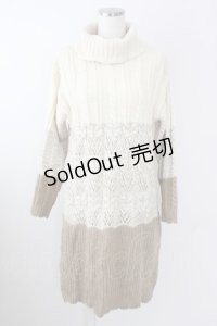 axes femme / グラデーションニットワンピース  アイボリーＸブラウン T-25-09-14-007-AX-OP-SA-ZI