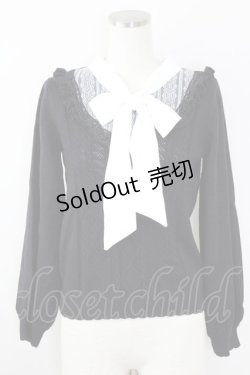 画像1: axes femme / ボウタイブロッキング風ニット M 黒X白 T-25-09-14-008-AX-TO-SA-ZI