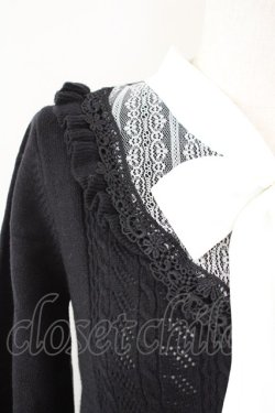 画像3: axes femme / ボウタイブロッキング風ニット M 黒Ｘ白 T-25-09-14-008-AX-TO-SA-ZT
