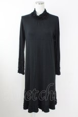 画像1: PINK HOUSE / フリルハイネックワンピース  ブラック T-25-09-14-010-LO-OP-SA-ZI (1)