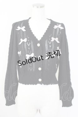 画像1: axes femme POETIQUE / プチリボンニットカーデ M 黒 T-25-09-14-011-AX-TO-SA-ZT