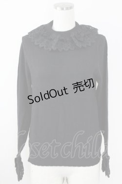 画像1: axes femme kawaii / レーシーフリルニットプル M 黒 T-25-09-14-012-AX-TO-SA-ZI