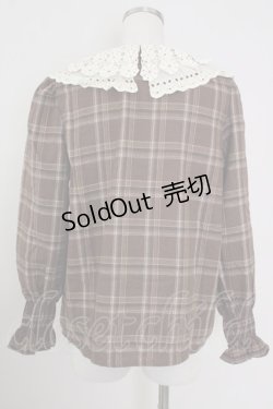 画像2: axes femme / 襟デザインチェックブラウス M 茶 T-25-09-14-013-AX-BL-SA-ZI